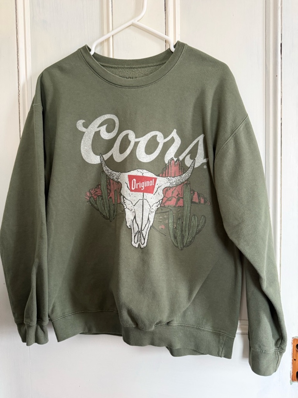 Coors Olive Green Graphic Crewneck Sweatshirt